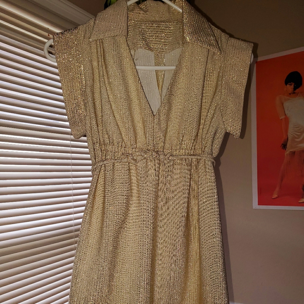 Vintage 1960s/1970s gold lame gogo mini dress